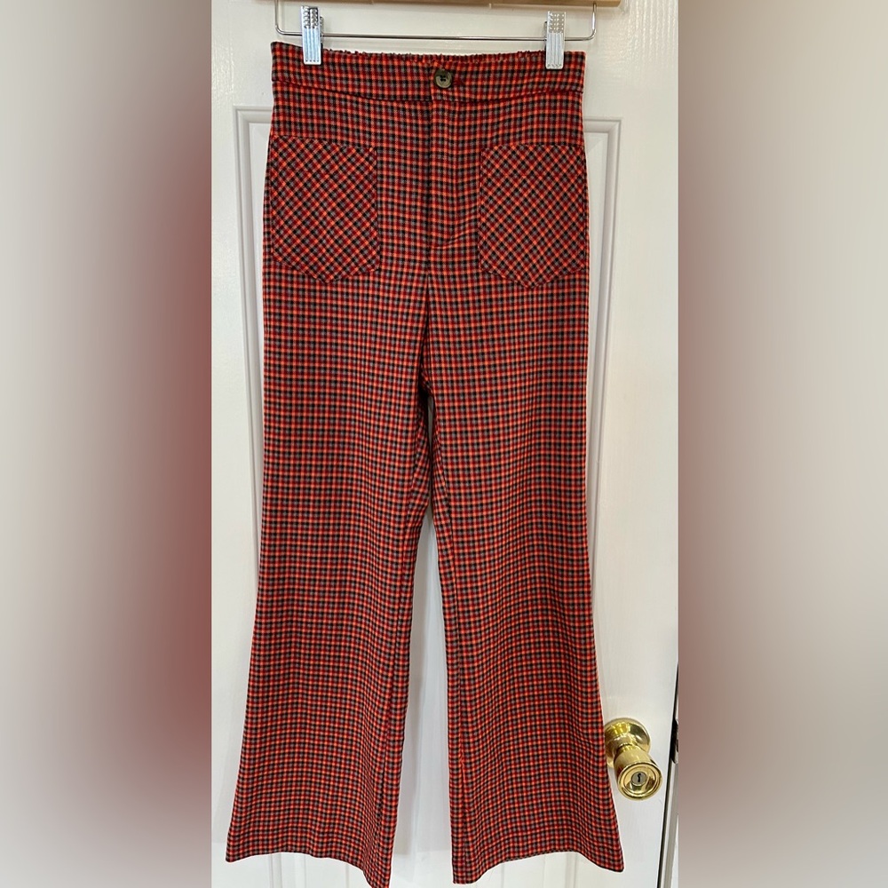Zara Kids Multicolored Plaid Stylish Pants with Front Pockets Girls Size 13-14